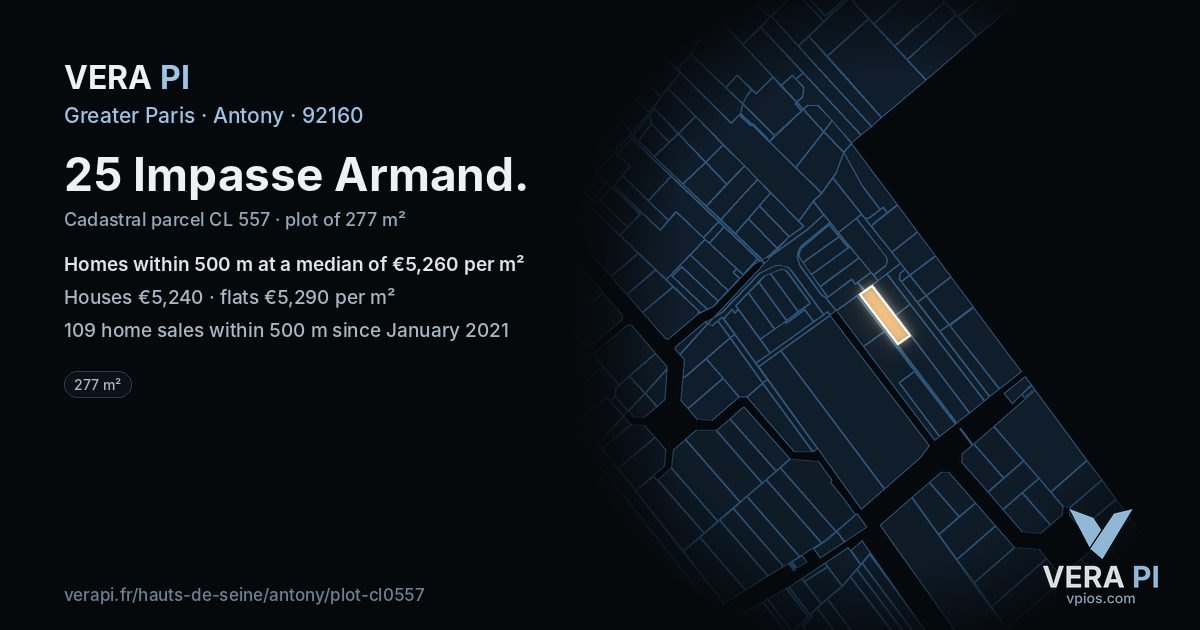 25 Impasse Armand, Antony at night – the plot lit, the parcels around coloured by the prices near them
