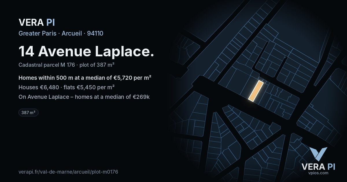 14 Avenue Laplace, Arcueil at night – the plot lit, the parcels around coloured by the prices near them