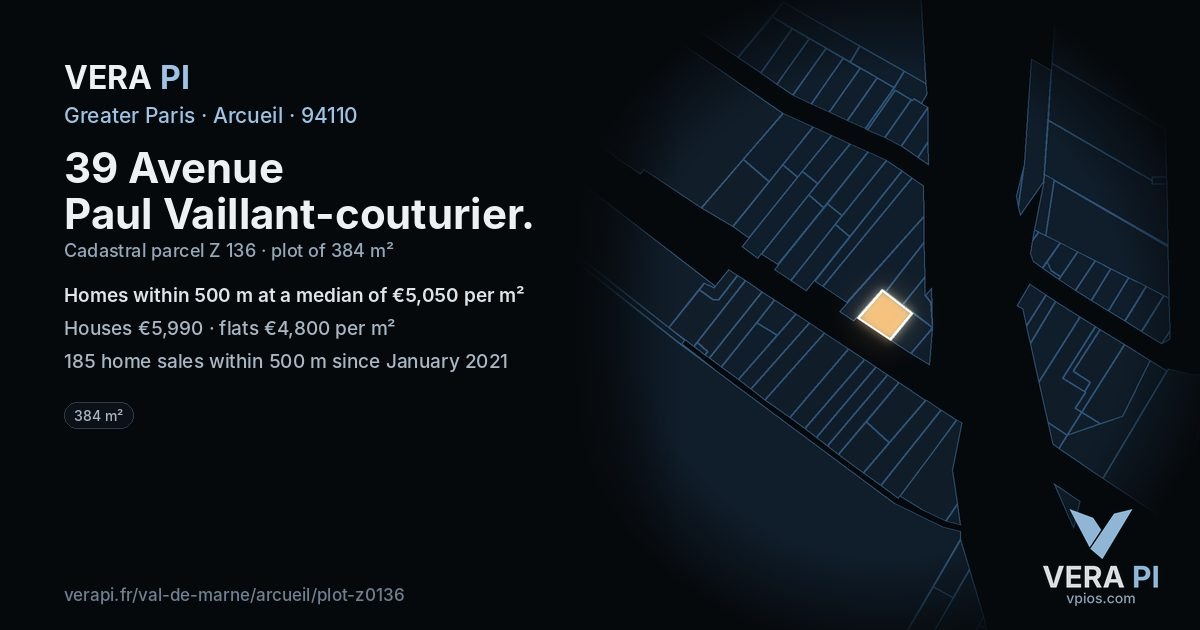39 Avenue Paul Vaillant-couturier, Arcueil at night – the plot lit, the parcels around coloured by the prices near them