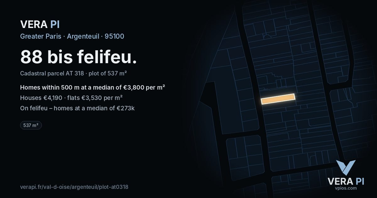 88 bis felifeu, Argenteuil at night – the plot lit, the parcels around coloured by the prices near them
