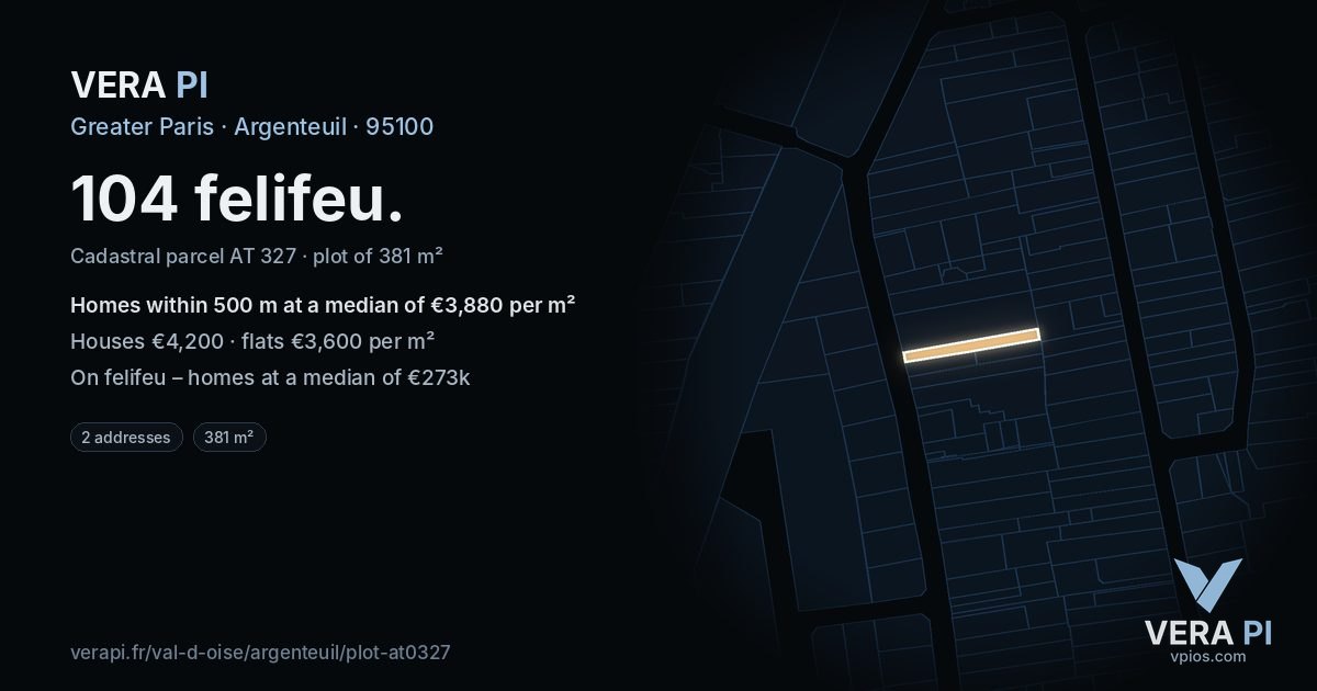 104 felifeu, Argenteuil at night – the plot lit, the parcels around coloured by the prices near them