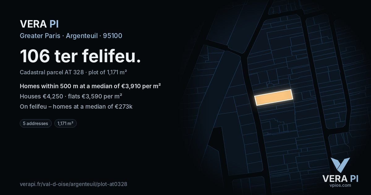 106 ter felifeu, Argenteuil at night – the plot lit, the parcels around coloured by the prices near them