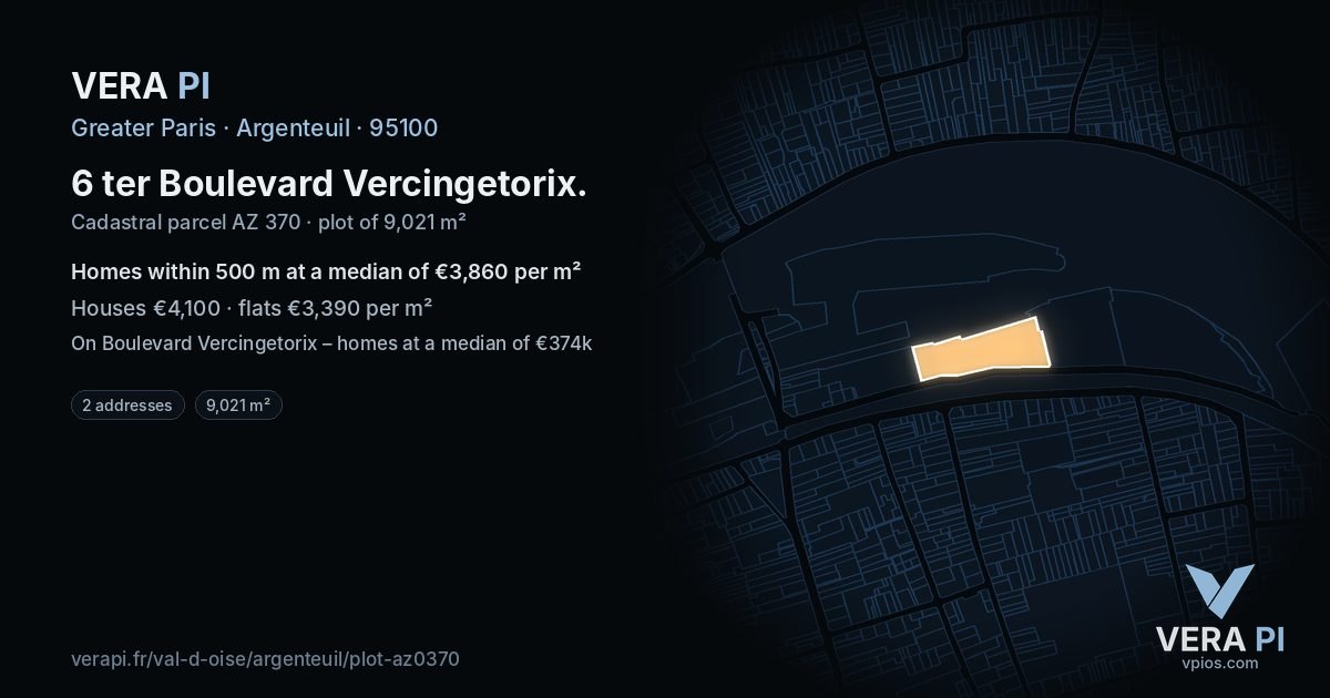 6 ter Boulevard Vercingetorix, Argenteuil at night – the plot lit, the parcels around coloured by the prices near them