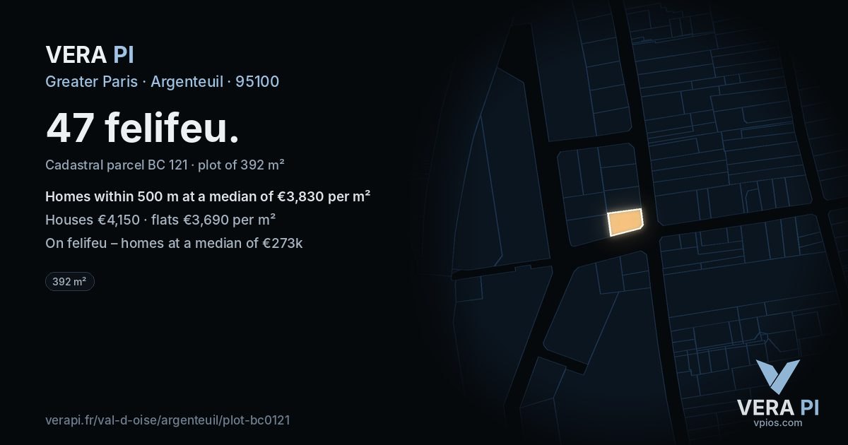 47 felifeu, Argenteuil at night – the plot lit, the parcels around coloured by the prices near them