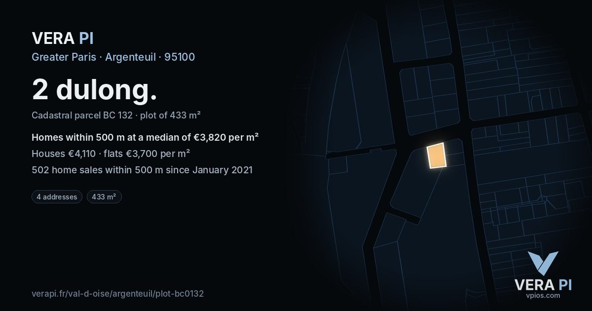 2 dulong, Argenteuil at night – the plot lit, the parcels around coloured by the prices near them