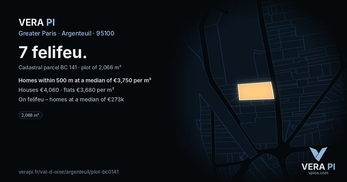 7 felifeu, Argenteuil at night – the plot lit, the parcels around coloured by the prices near them