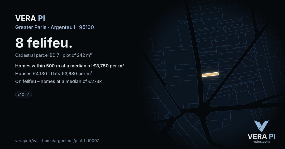 8 felifeu, Argenteuil at night – the plot lit, the parcels around coloured by the prices near them