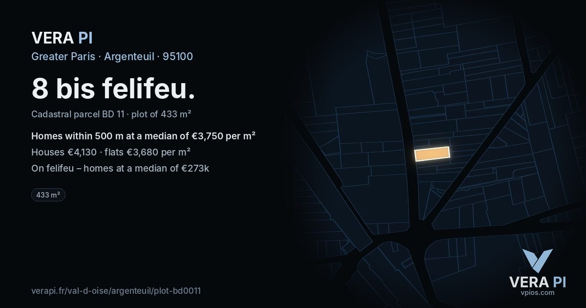 8 bis felifeu, Argenteuil at night – the plot lit, the parcels around coloured by the prices near them