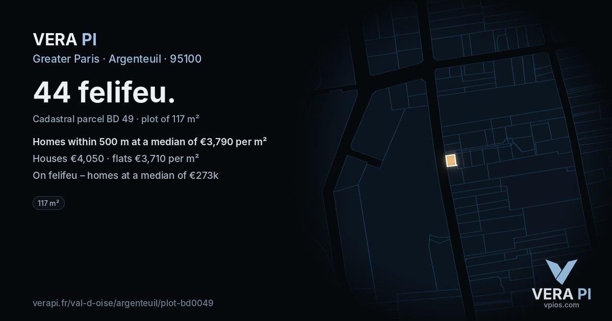 44 felifeu, Argenteuil at night – the plot lit, the parcels around coloured by the prices near them