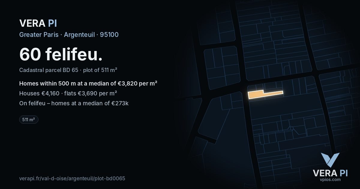 60 felifeu, Argenteuil at night – the plot lit, the parcels around coloured by the prices near them
