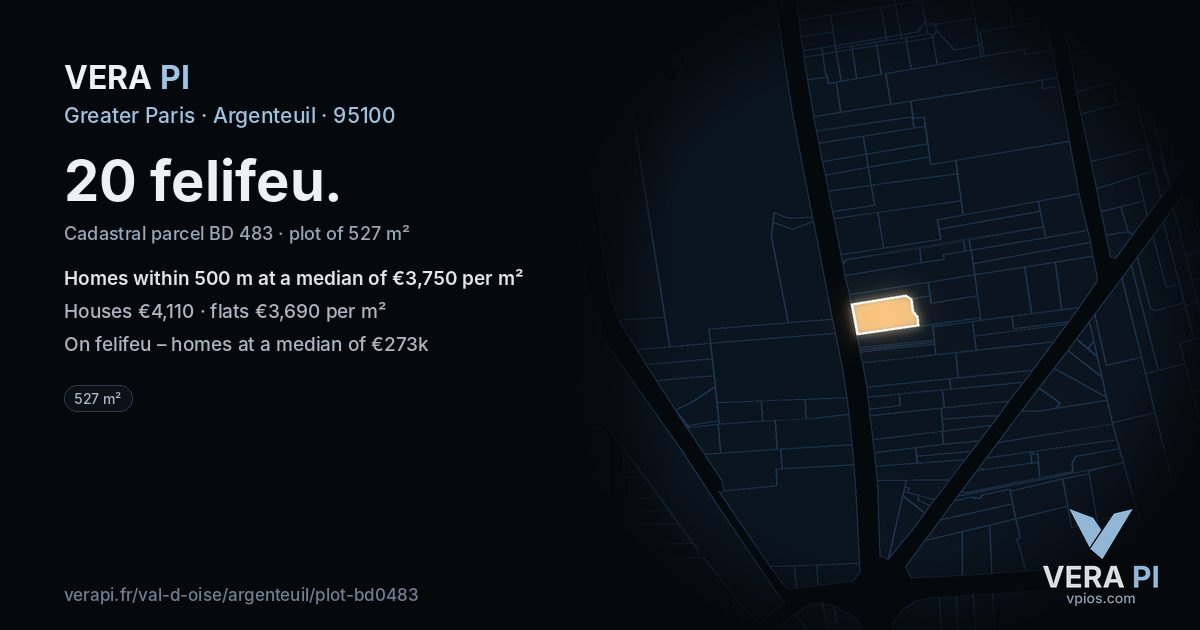 20 felifeu, Argenteuil at night – the plot lit, the parcels around coloured by the prices near them
