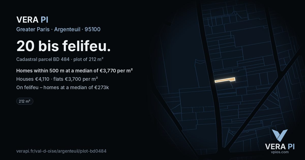 20 bis felifeu, Argenteuil at night – the plot lit, the parcels around coloured by the prices near them