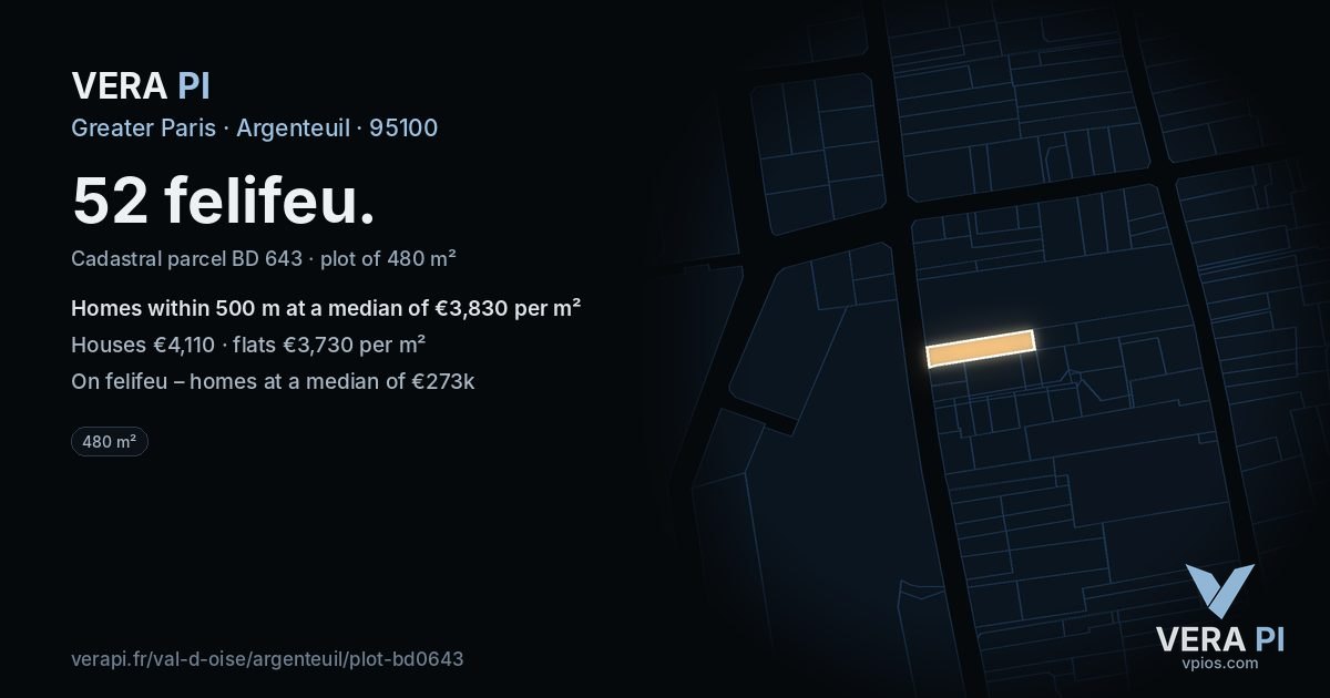52 felifeu, Argenteuil at night – the plot lit, the parcels around coloured by the prices near them