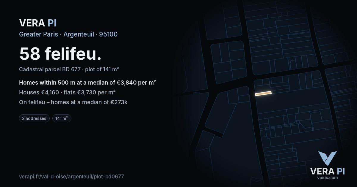 58 felifeu, Argenteuil at night – the plot lit, the parcels around coloured by the prices near them