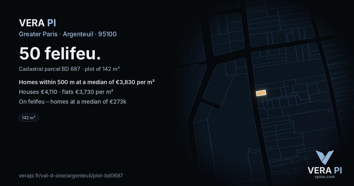 50 felifeu, Argenteuil at night – the plot lit, the parcels around coloured by the prices near them