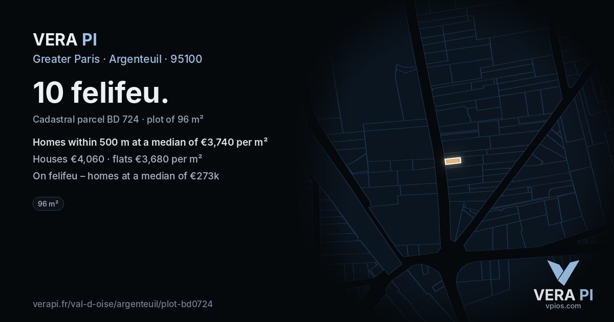 10 felifeu, Argenteuil at night – the plot lit, the parcels around coloured by the prices near them