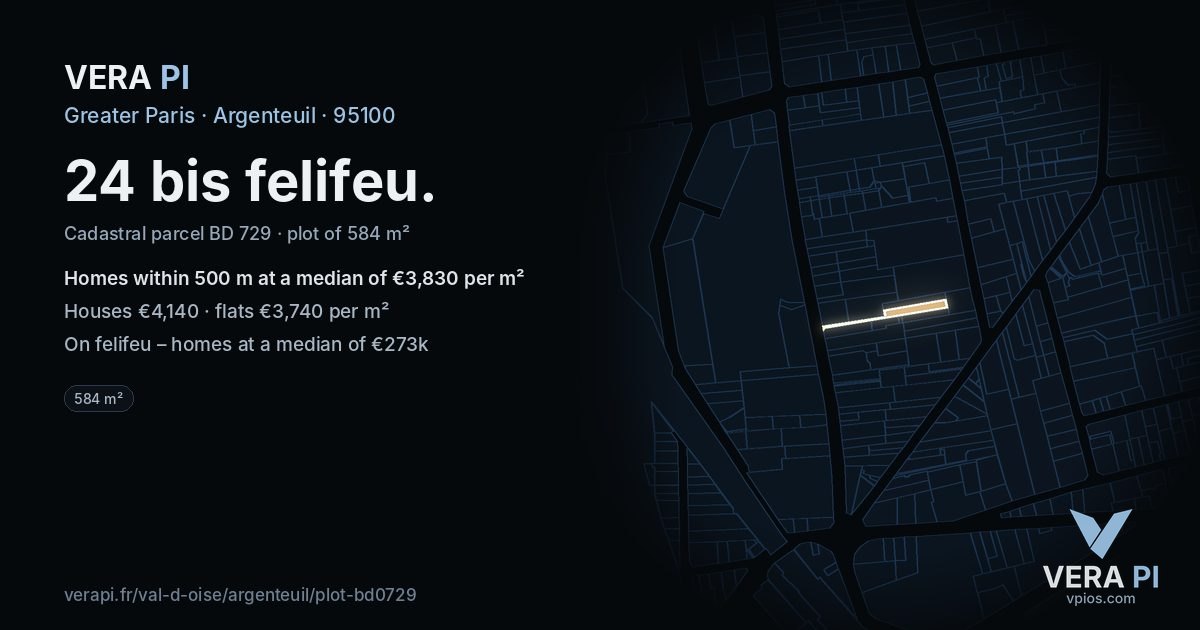 24 bis felifeu, Argenteuil at night – the plot lit, the parcels around coloured by the prices near them