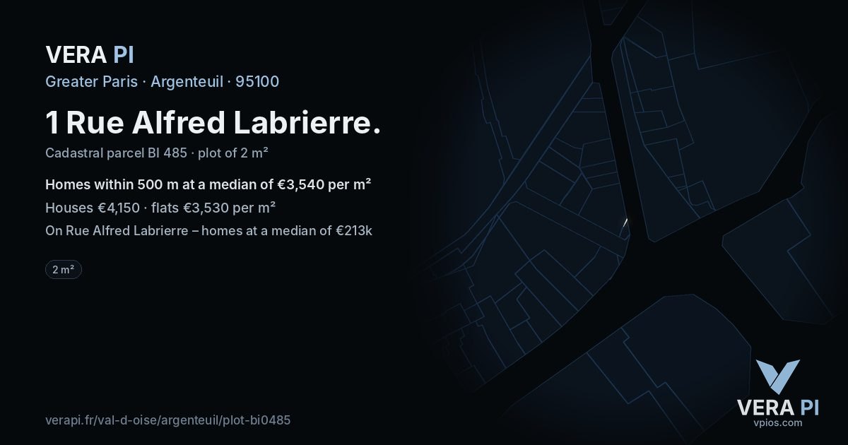 1 Rue Alfred Labrierre, Argenteuil at night – the plot lit, the parcels around coloured by the prices near them