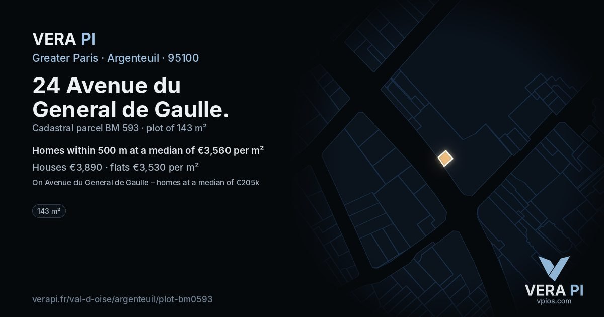 24 Avenue du General de Gaulle, Argenteuil at night – the plot lit, the parcels around coloured by the prices near them