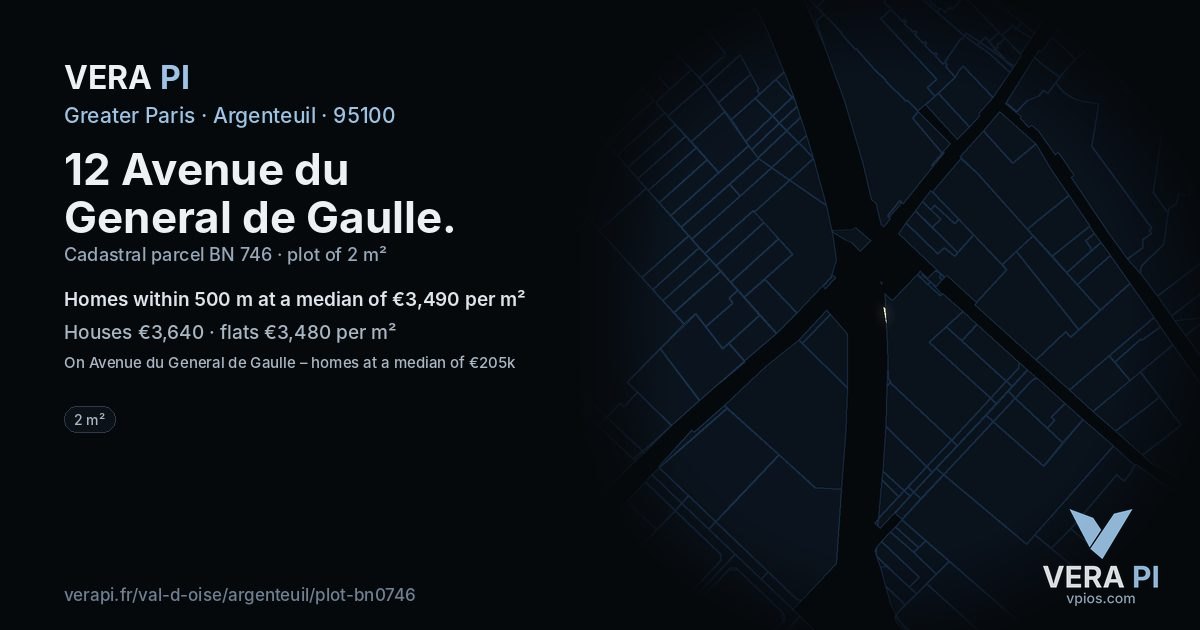 12 Avenue du General de Gaulle, Argenteuil at night – the plot lit, the parcels around coloured by the prices near them