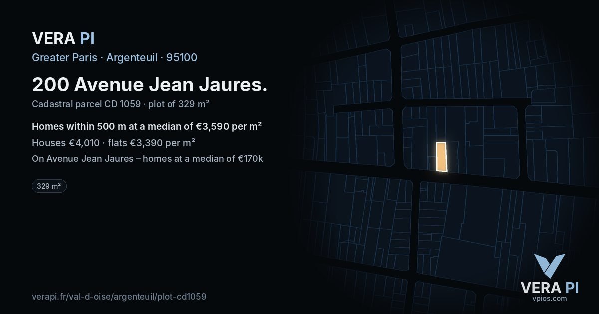 200 Avenue Jean Jaures, Argenteuil at night – the plot lit, the parcels around coloured by the prices near them