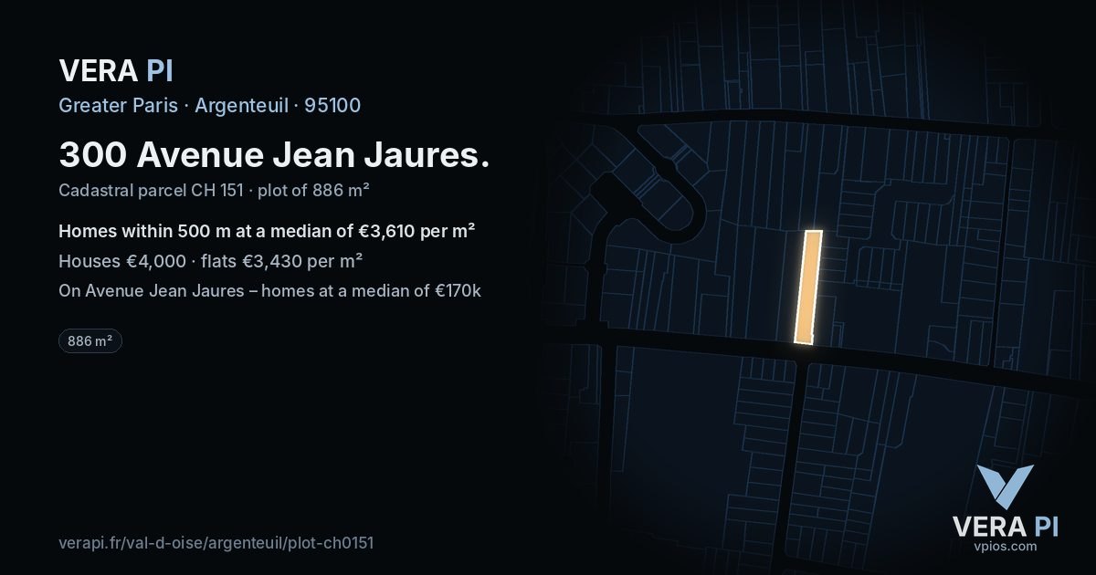 300 Avenue Jean Jaures, Argenteuil at night – the plot lit, the parcels around coloured by the prices near them