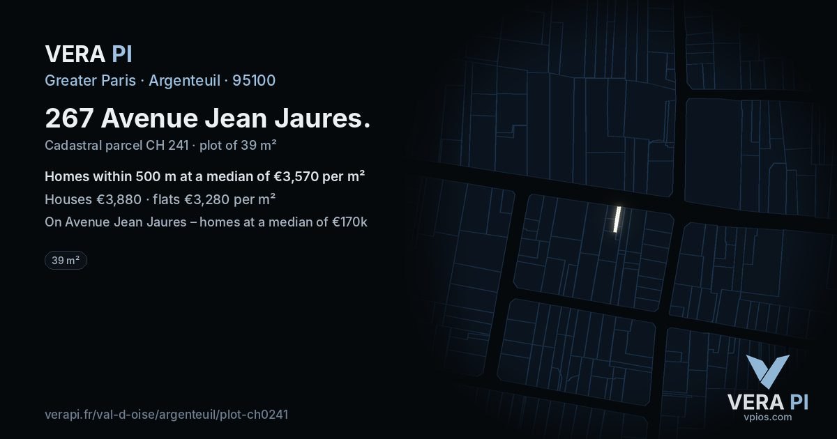 267 Avenue Jean Jaures, Argenteuil at night – the plot lit, the parcels around coloured by the prices near them