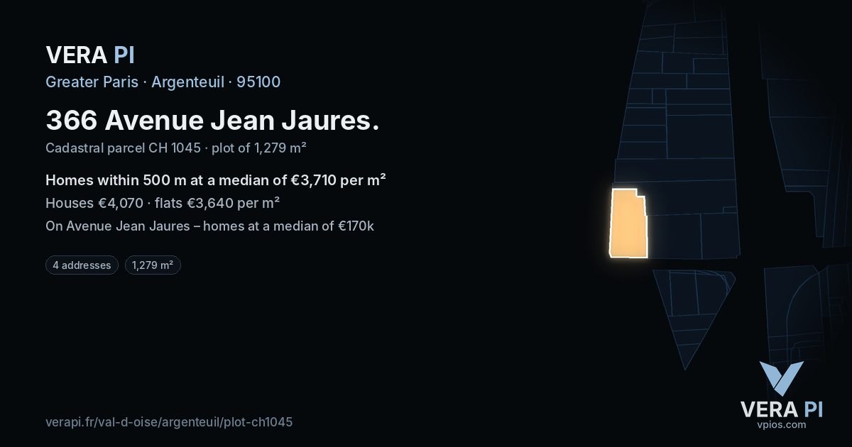 366 Avenue Jean Jaures, Argenteuil at night – the plot lit, the parcels around coloured by the prices near them