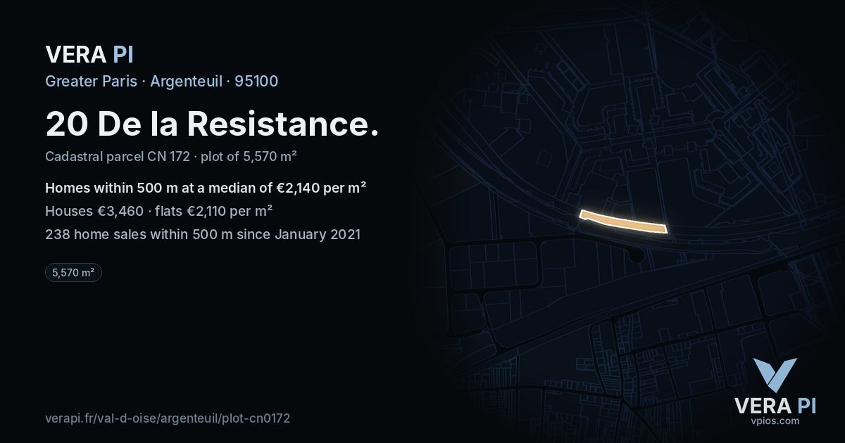 20 De la Resistance, Argenteuil at night – the plot lit, the parcels around coloured by the prices near them
