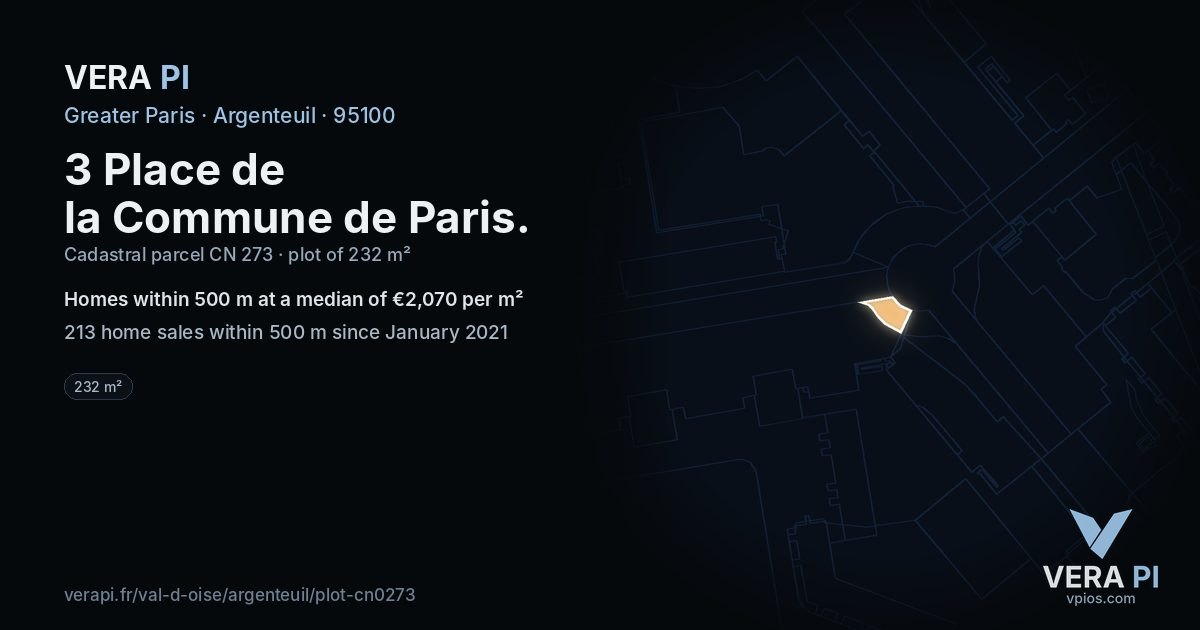 3 Place de la Commune de Paris, Argenteuil at night – the plot lit, the parcels around coloured by the prices near them