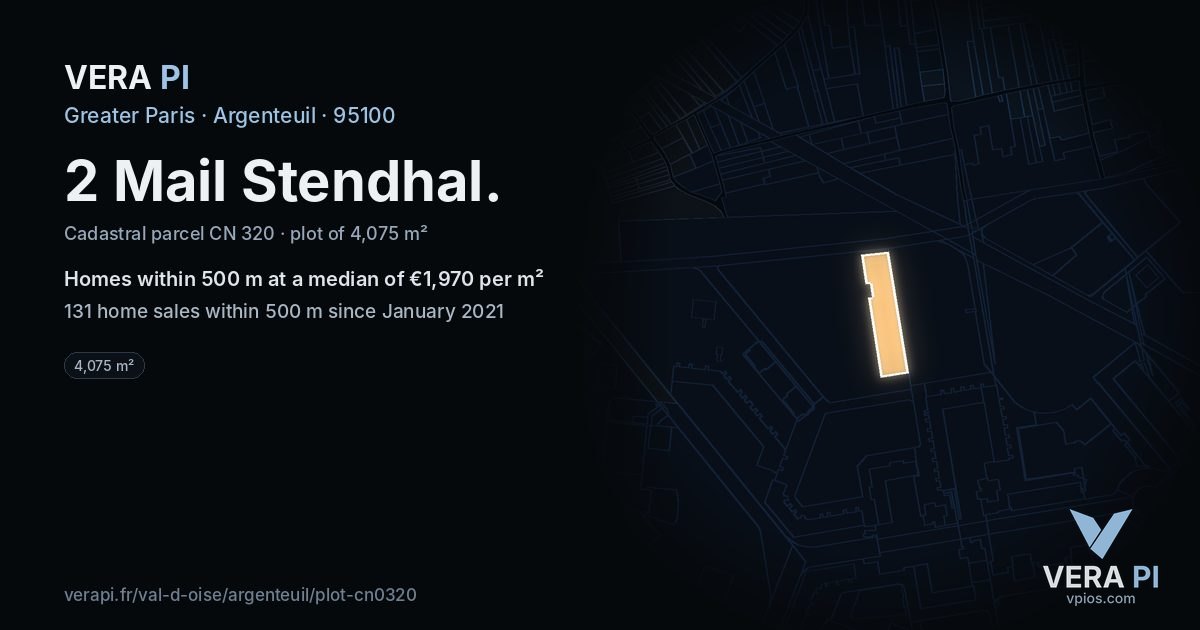 2 Mail Stendhal, Argenteuil at night – the plot lit, the parcels around coloured by the prices near them