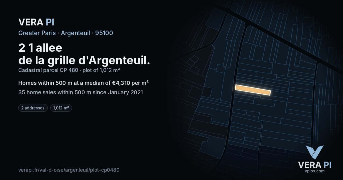 2 1 allee de la grille d'Argenteuil, Argenteuil at night – the plot lit, the parcels around coloured by the prices near them