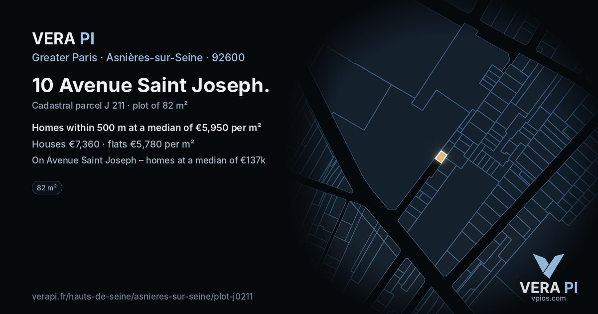 10 Avenue Saint Joseph, Asnières-sur-Seine at night – the plot lit, the parcels around coloured by the prices near them