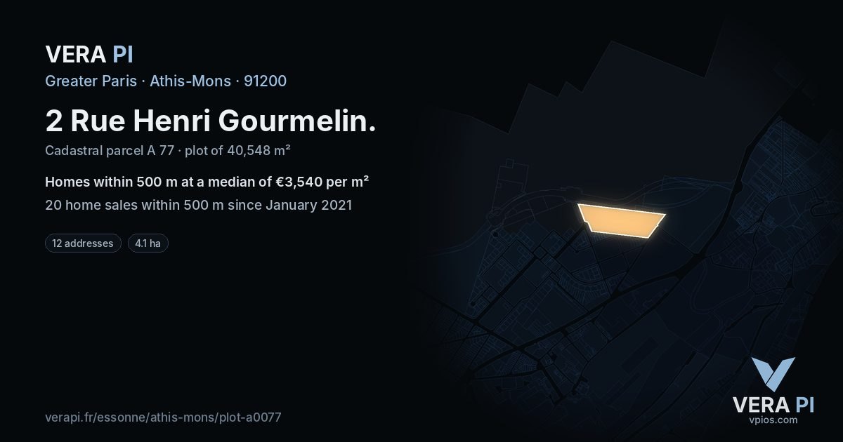 2 Rue Henri Gourmelin, Athis-Mons at night – the plot lit, the parcels around coloured by the prices near them