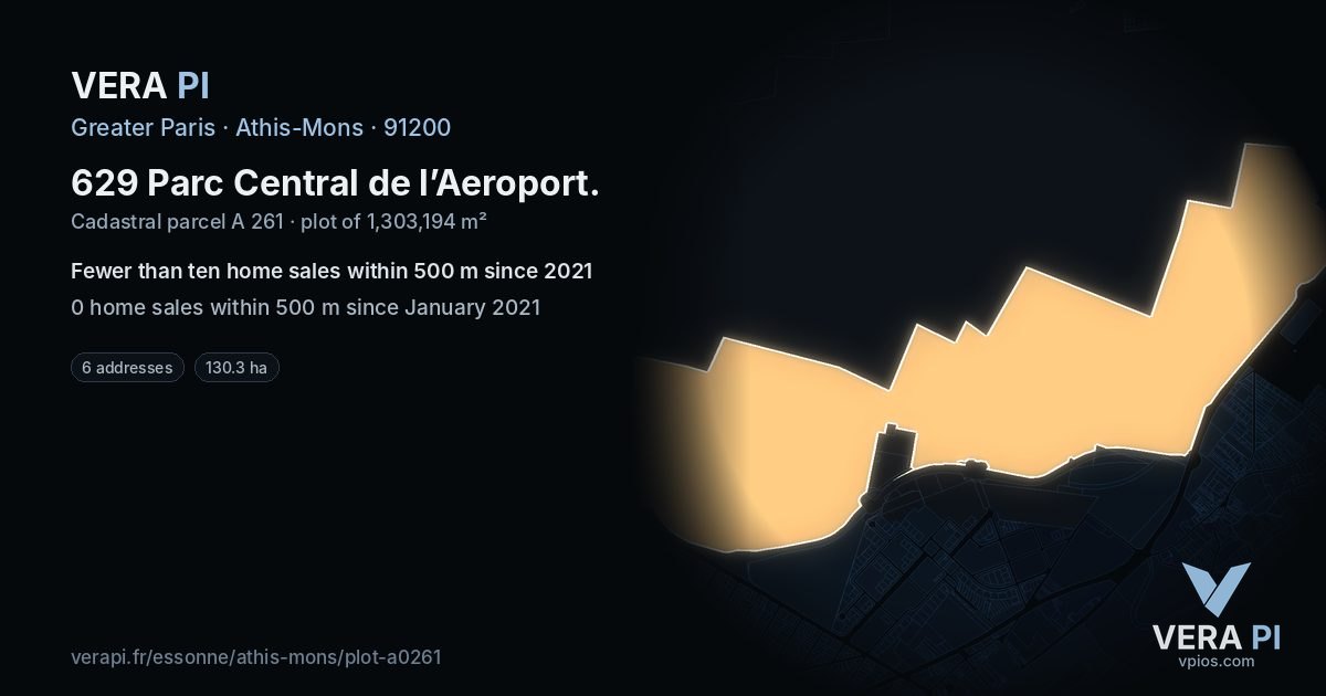 629 Parc Central de l’Aeroport, Athis-Mons at night – the plot lit, the parcels around coloured by the prices near them