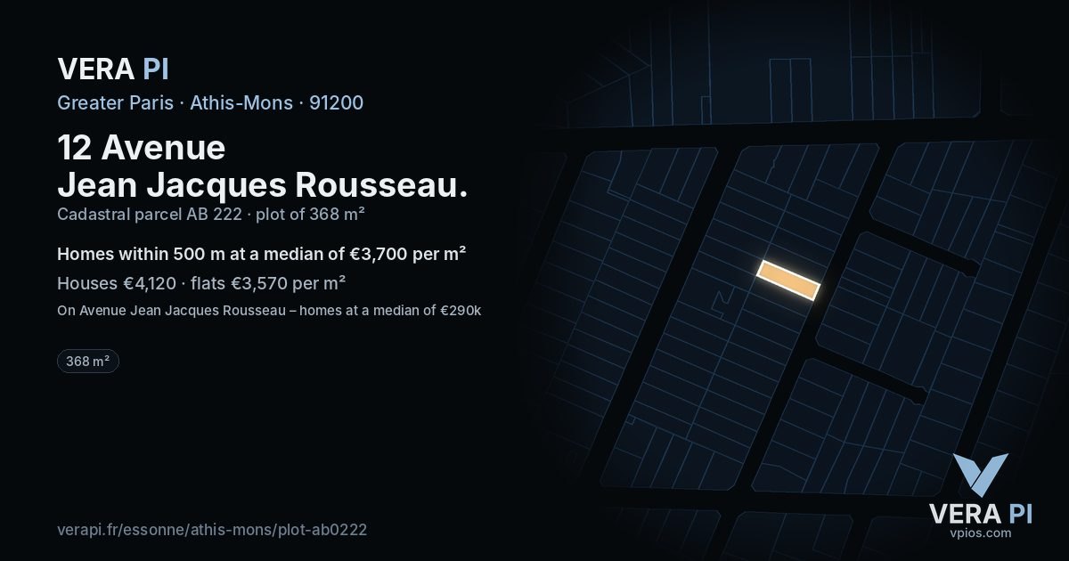 12 Avenue Jean Jacques Rousseau, Athis-Mons at night – the plot lit, the parcels around coloured by the prices near them