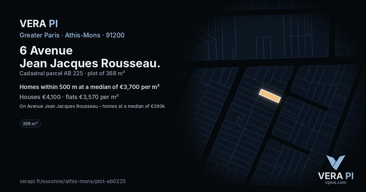6 Avenue Jean Jacques Rousseau, Athis-Mons at night – the plot lit, the parcels around coloured by the prices near them
