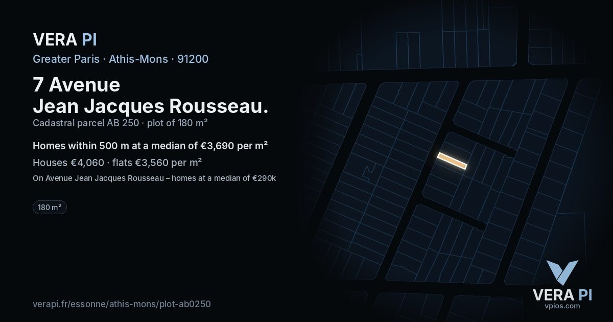 7 Avenue Jean Jacques Rousseau, Athis-Mons at night – the plot lit, the parcels around coloured by the prices near them