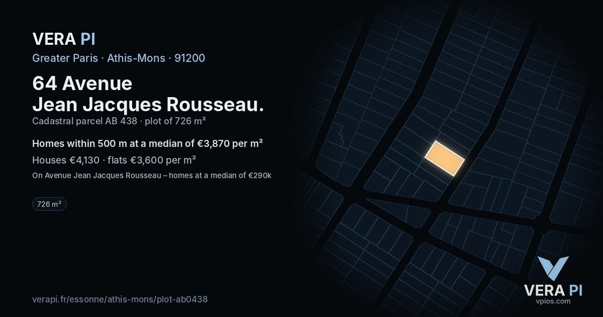 64 Avenue Jean Jacques Rousseau, Athis-Mons at night – the plot lit, the parcels around coloured by the prices near them