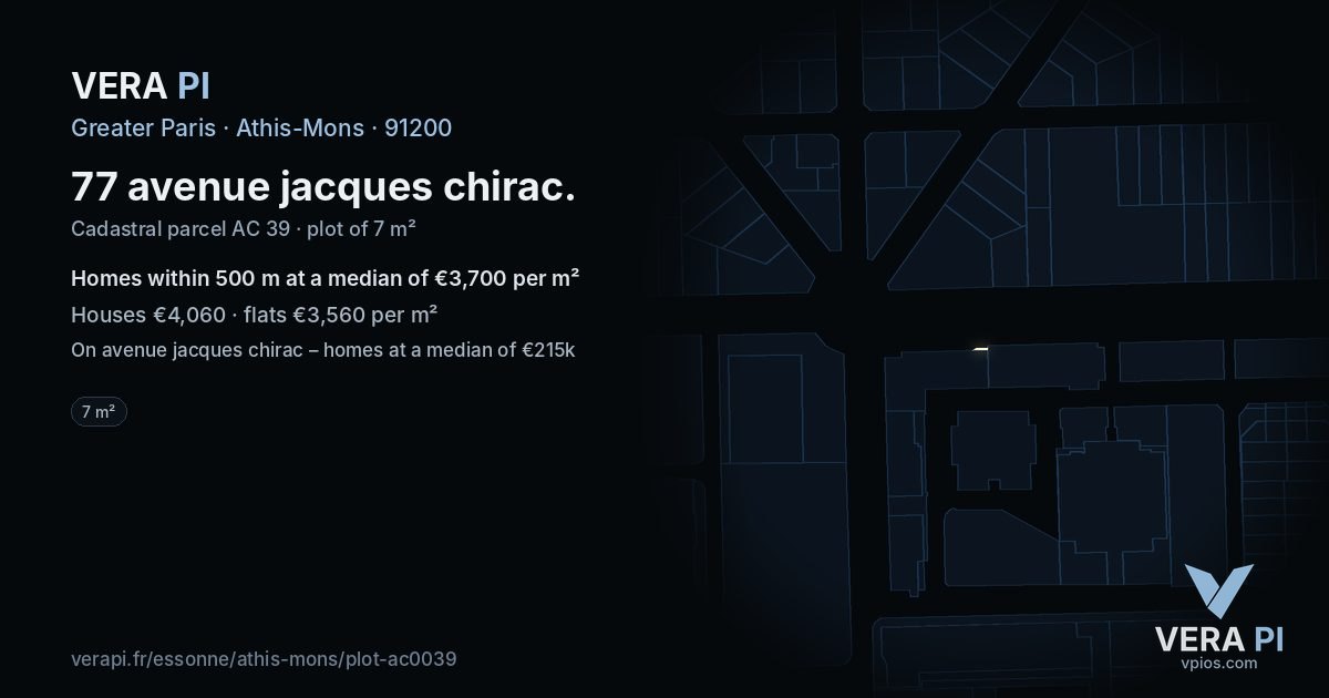 77 avenue jacques chirac, Athis-Mons at night – the plot lit, the parcels around coloured by the prices near them