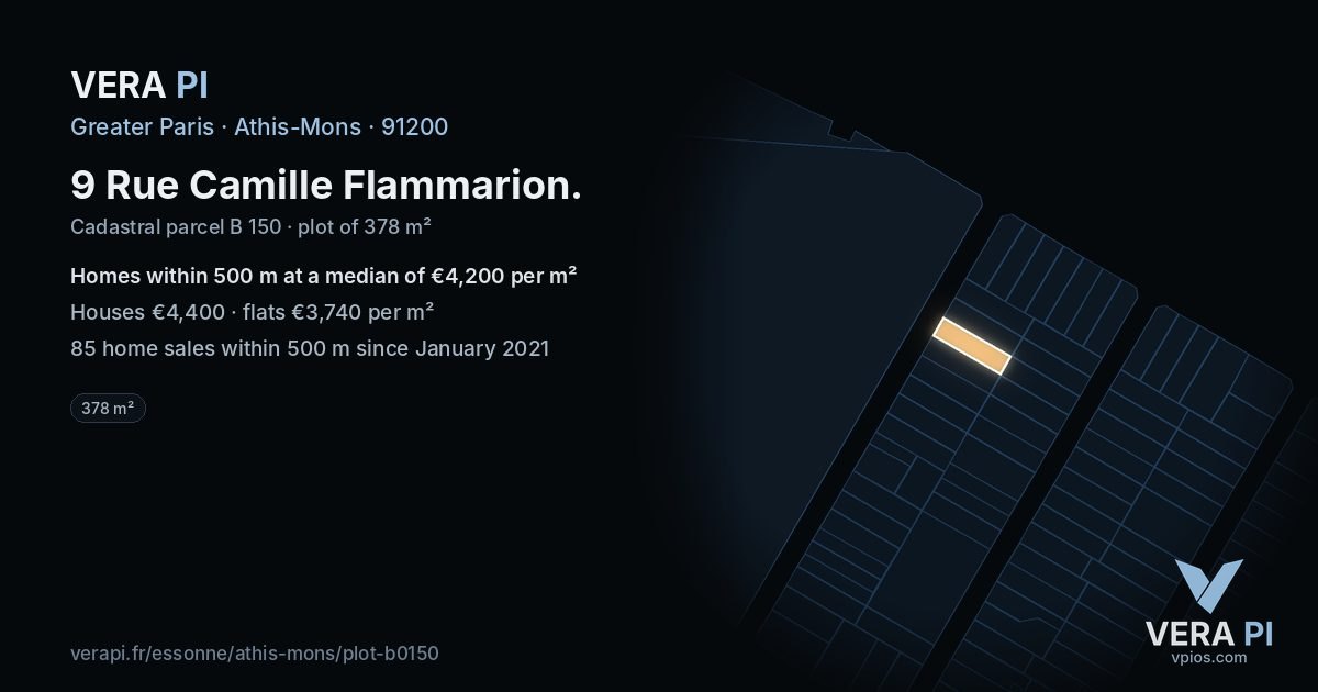 9 Rue Camille Flammarion, Athis-Mons at night – the plot lit, the parcels around coloured by the prices near them