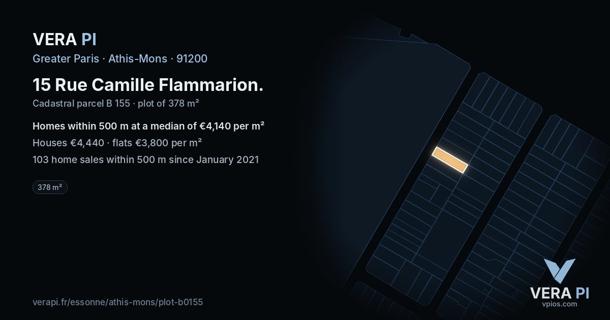 15 Rue Camille Flammarion, Athis-Mons at night – the plot lit, the parcels around coloured by the prices near them