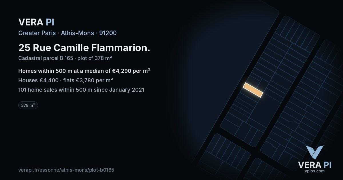 25 Rue Camille Flammarion, Athis-Mons at night – the plot lit, the parcels around coloured by the prices near them