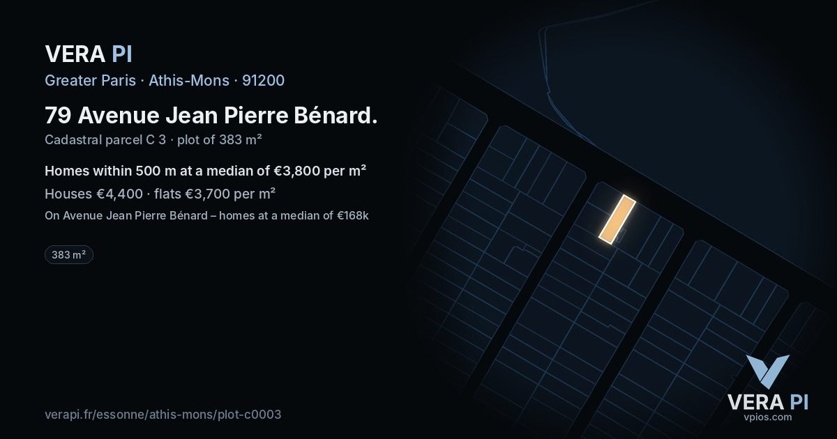 79 Avenue Jean Pierre Bénard, Athis-Mons at night – the plot lit, the parcels around coloured by the prices near them