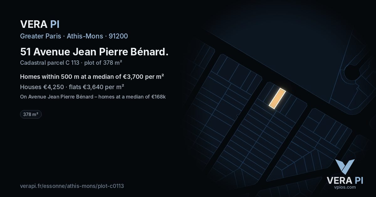 51 Avenue Jean Pierre Bénard, Athis-Mons at night – the plot lit, the parcels around coloured by the prices near them