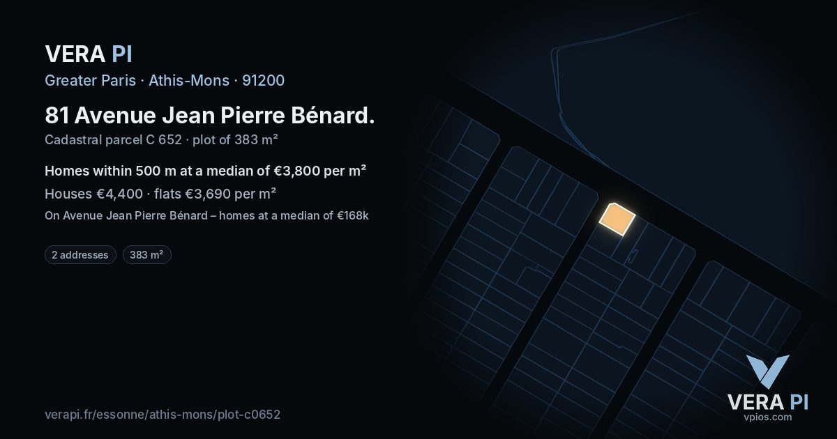 81 Avenue Jean Pierre Bénard, Athis-Mons at night – the plot lit, the parcels around coloured by the prices near them