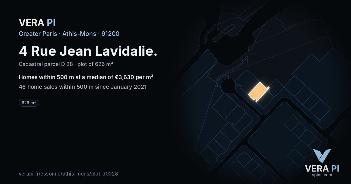4 Rue Jean Lavidalie, Athis-Mons at night – the plot lit, the parcels around coloured by the prices near them