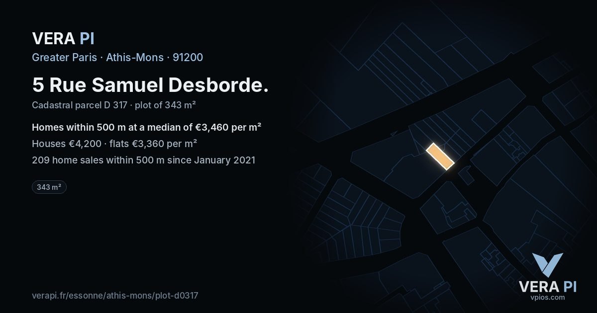 5 Rue Samuel Desborde, Athis-Mons at night – the plot lit, the parcels around coloured by the prices near them