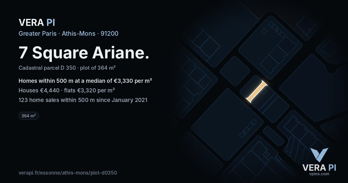 7 Square Ariane, Athis-Mons at night – the plot lit, the parcels around coloured by the prices near them