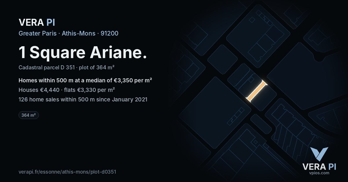 1 Square Ariane, Athis-Mons at night – the plot lit, the parcels around coloured by the prices near them